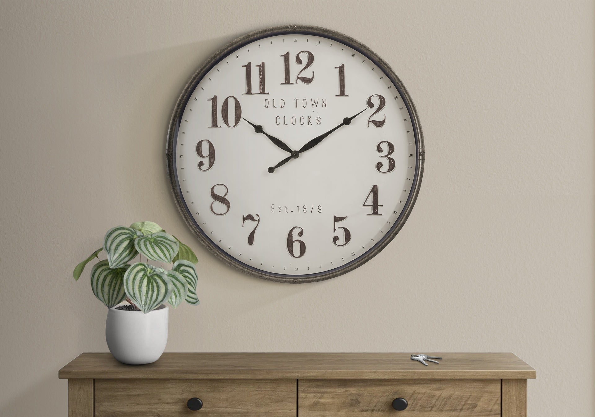 Clocks, 30" Round, Large Oversized, Wall Clock, Brown, Transitional