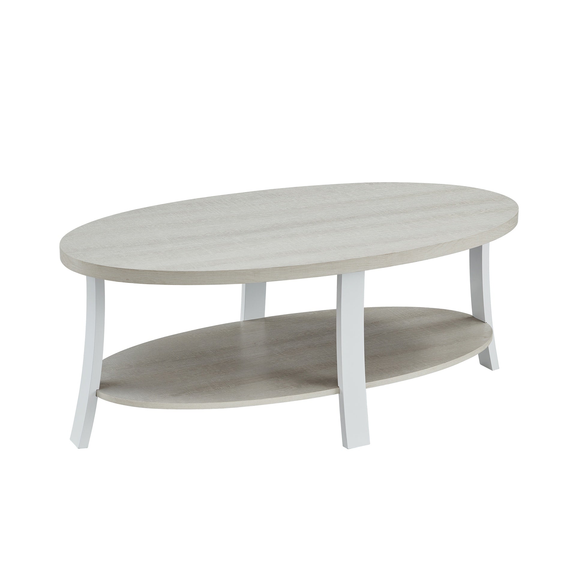 Anze Contemporary Oval Wood Shelf 3-Piece Coffee Table Set