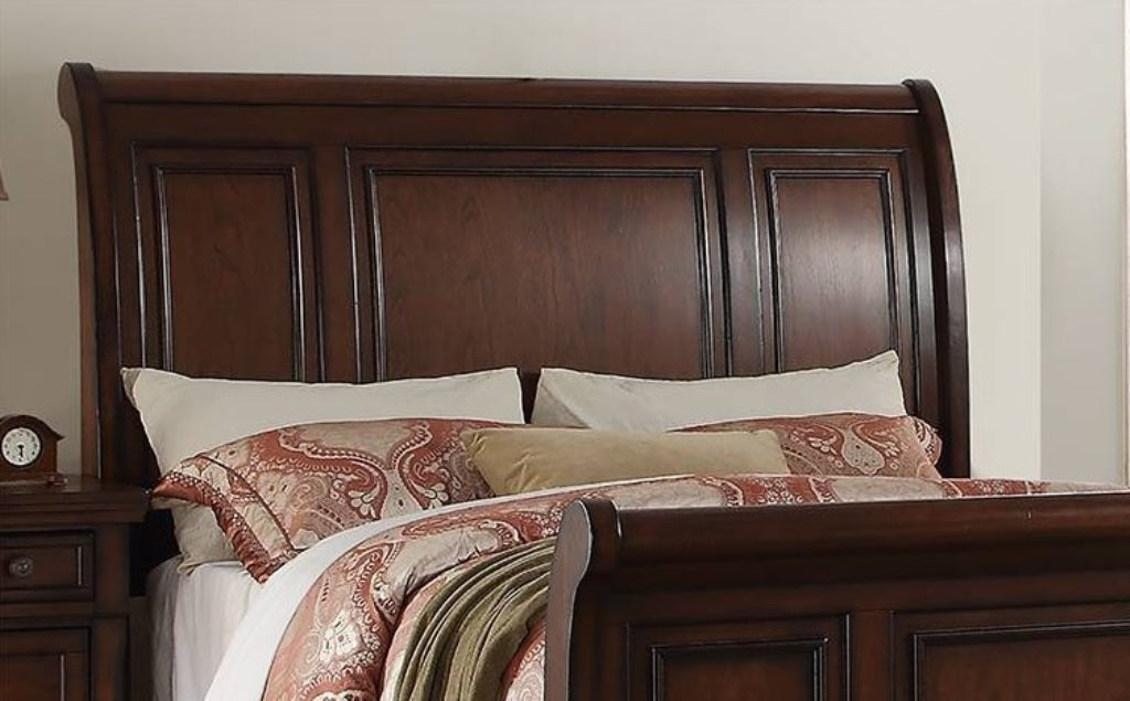 1pc Eastern King Size Bed Two Panel Bed Headboard And Footboard Cherry Finish Bedroom Furniture