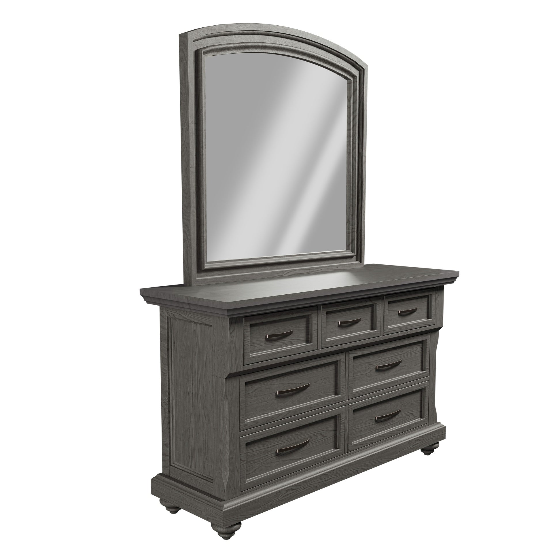 Modern Transitional Style 1pc Dresser Metal Handles Unique Legs Antique Gray Finish Bedroom Furniture