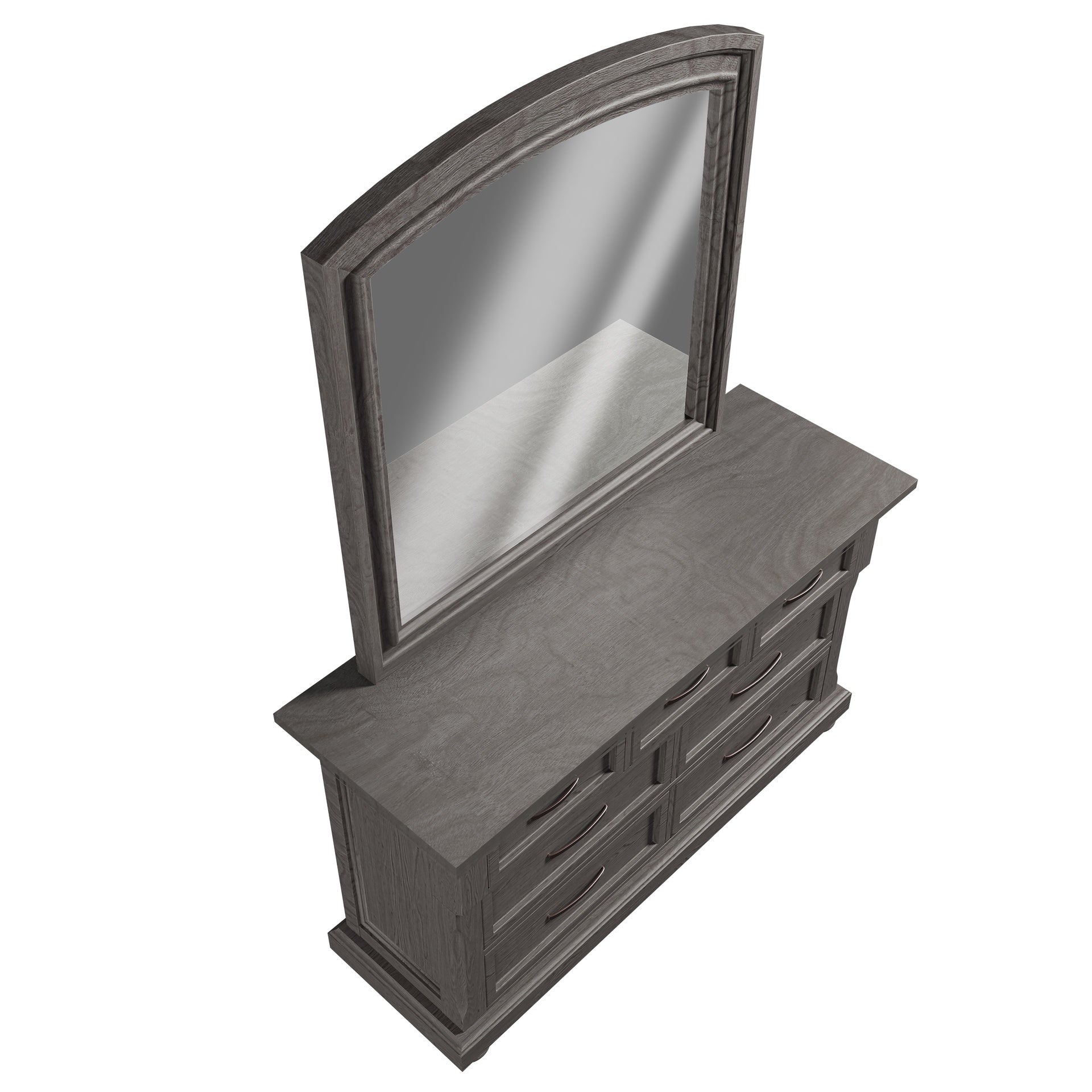 Modern Transitional Style 1pc Dresser Metal Handles Unique Legs Antique Gray Finish Bedroom Furniture