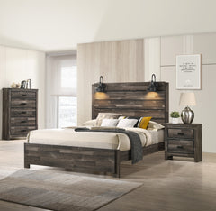 1pc Rustic Contemporary Brown Finish Five Storage Drawers Wooden Bedroom Furniture