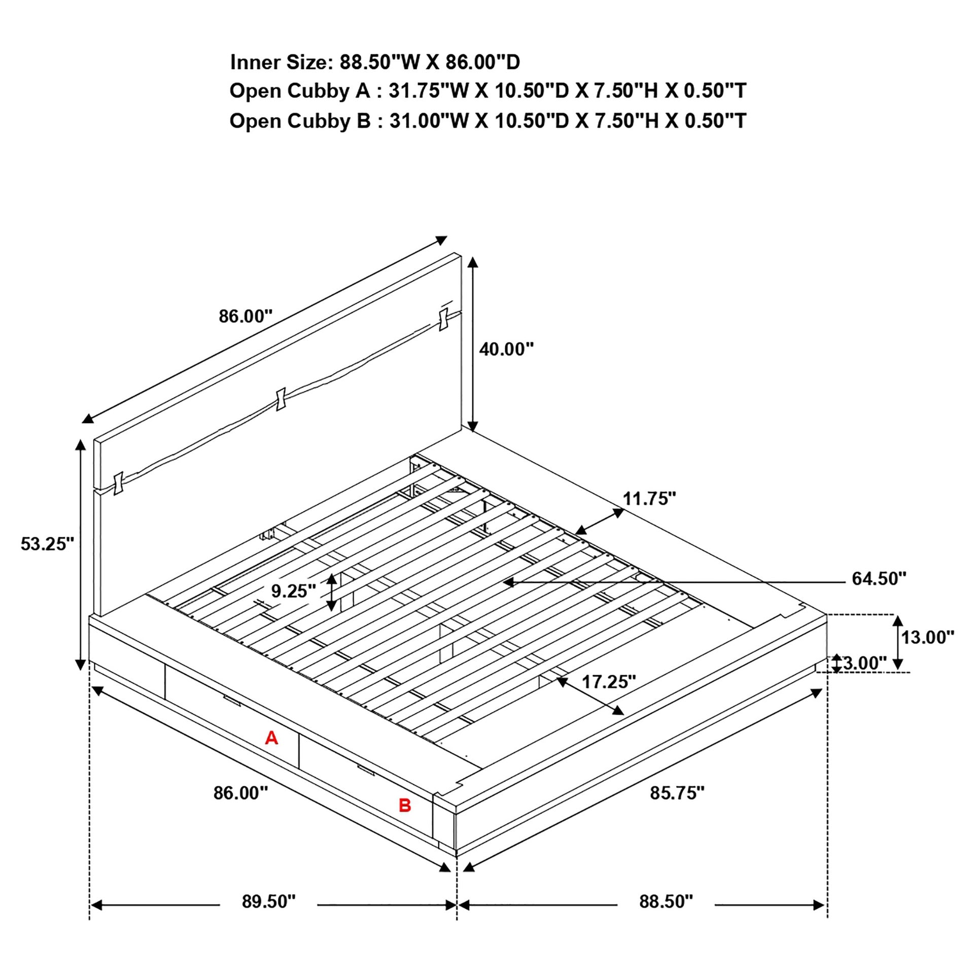 Mallory Smokey Walnut Eastern King Storage Platform Bed