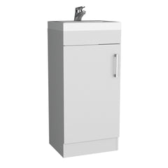 Madrid 16" Bathroom Vanity Single Door, Resin sink and faucet White