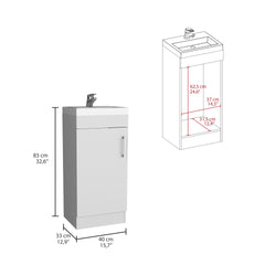 Madrid 16" Bathroom Vanity Single Door, Resin sink and faucet White