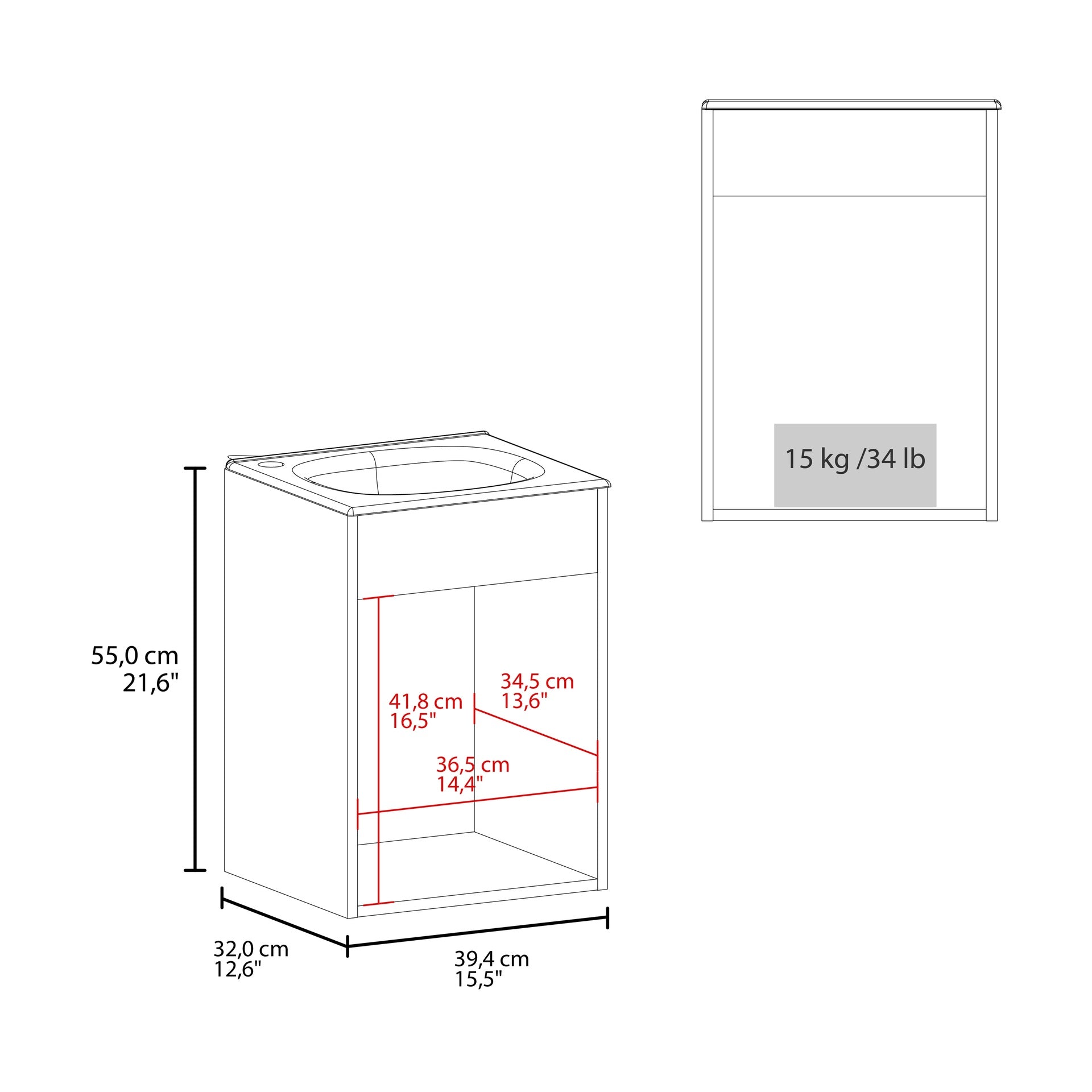 Bethel Floating Wide One-Door Vanity With Resin Sink And Two Shelves, Bathroom Storage, Black