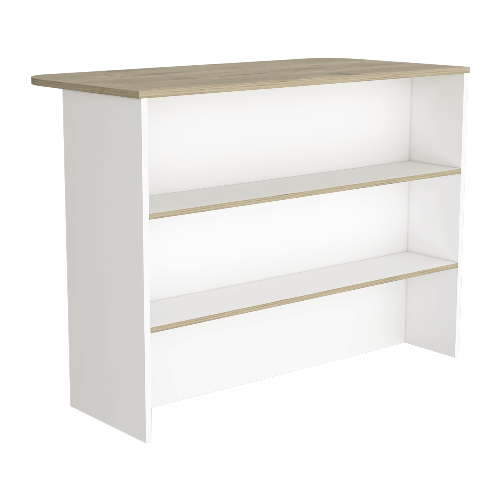 Fendi Kitchen Island with Ample Workstation and 2-Tier Shelf White / Light Pine