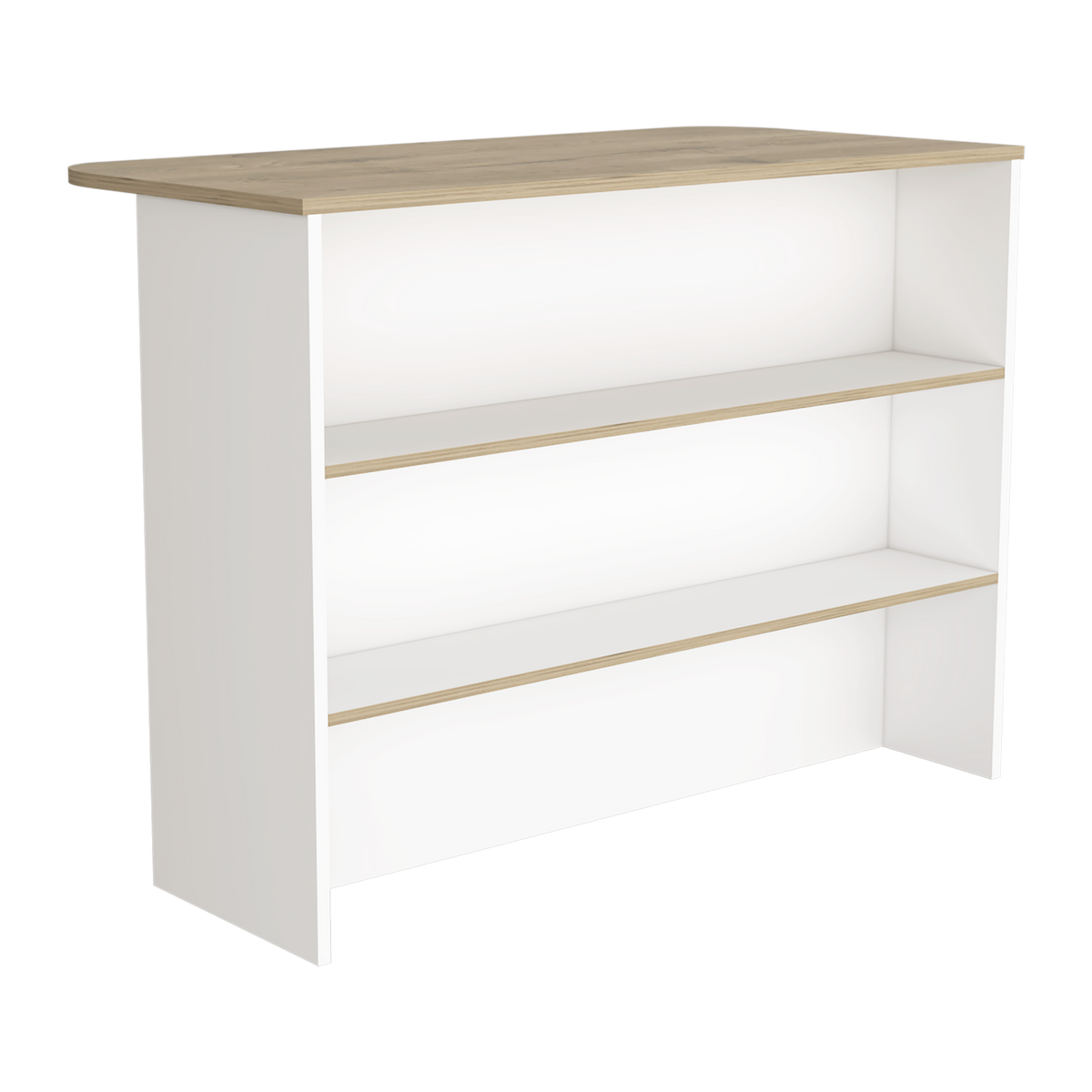 Fendi Kitchen Island with Ample Workstation and 2-Tier Shelf White / Light Pine