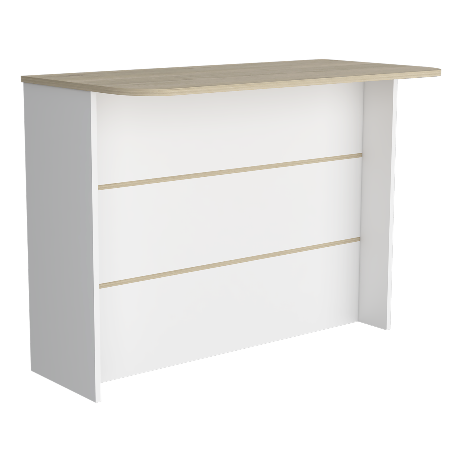 Fendi Kitchen Island with Ample Workstation and 2-Tier Shelf White / Light Pine