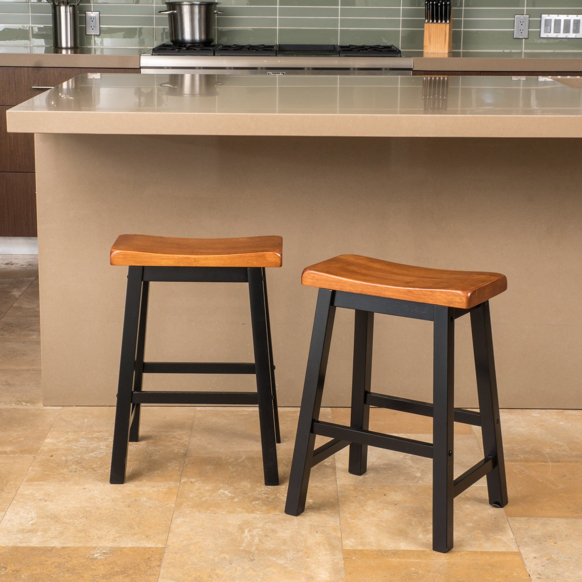 Wood 24" SADDLE STOOL