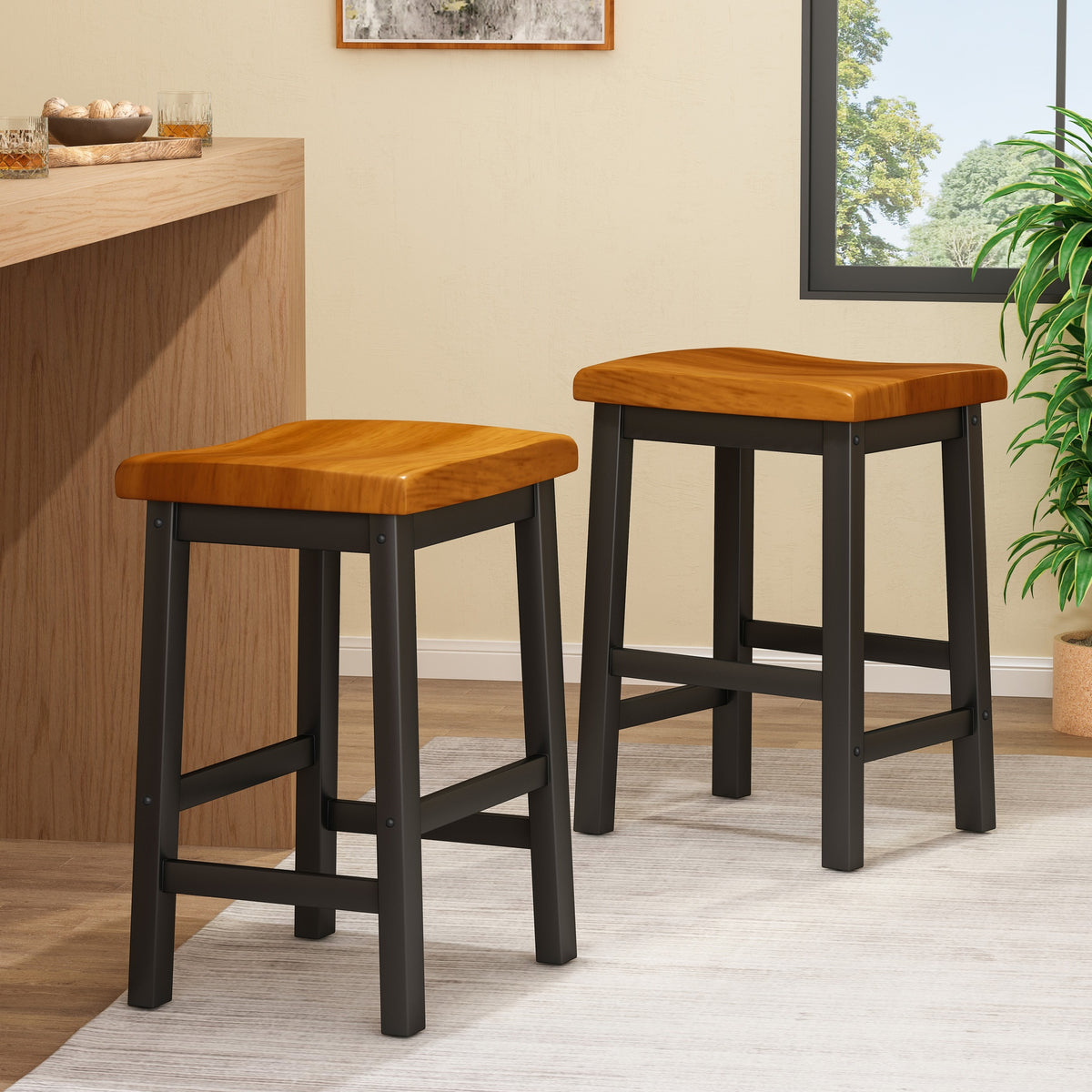 Wood 24" SADDLE STOOL