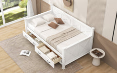 Twin  Size Wooden Modern and Rustic Casual Style Daybed, Cream White