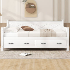 Twin  Size Wooden Modern and Rustic Casual Style Daybed, Cream White