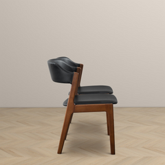 High Quality Enzo Mid-Century Modern Black Leather Dining Chair (Set of 2) with Solid Wood Base 21.1"W x 24.5"D x 30.1"H for Living Room Bedroom Outdoor