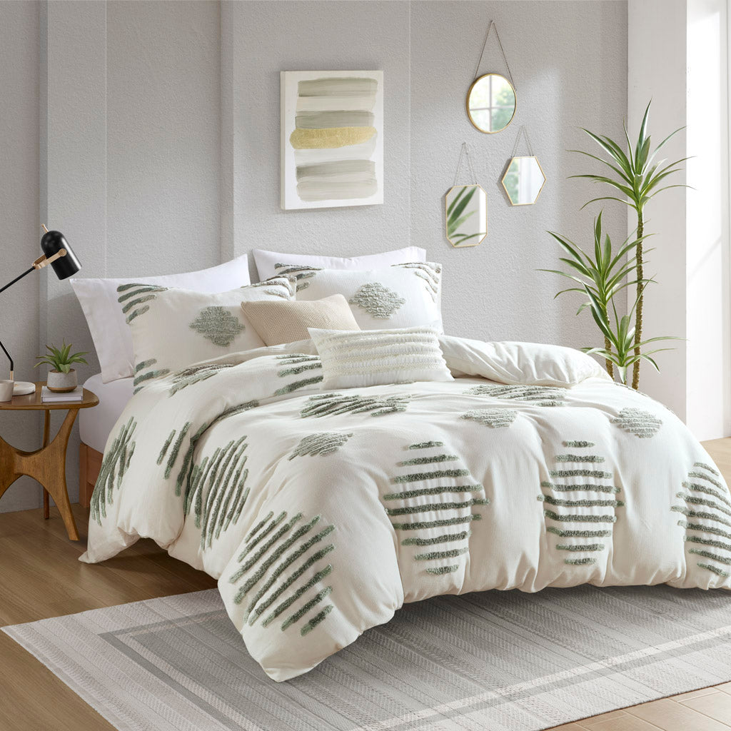 Full/Queen 3 Piece Cotton Blend Chenille Duvet Cover Set