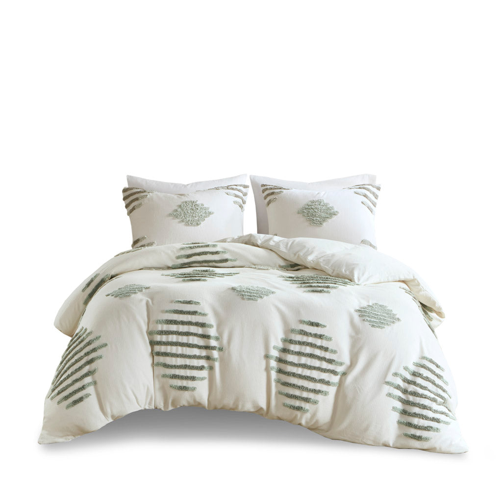 Full/Queen 3 Piece Cotton Blend Chenille Duvet Cover Set