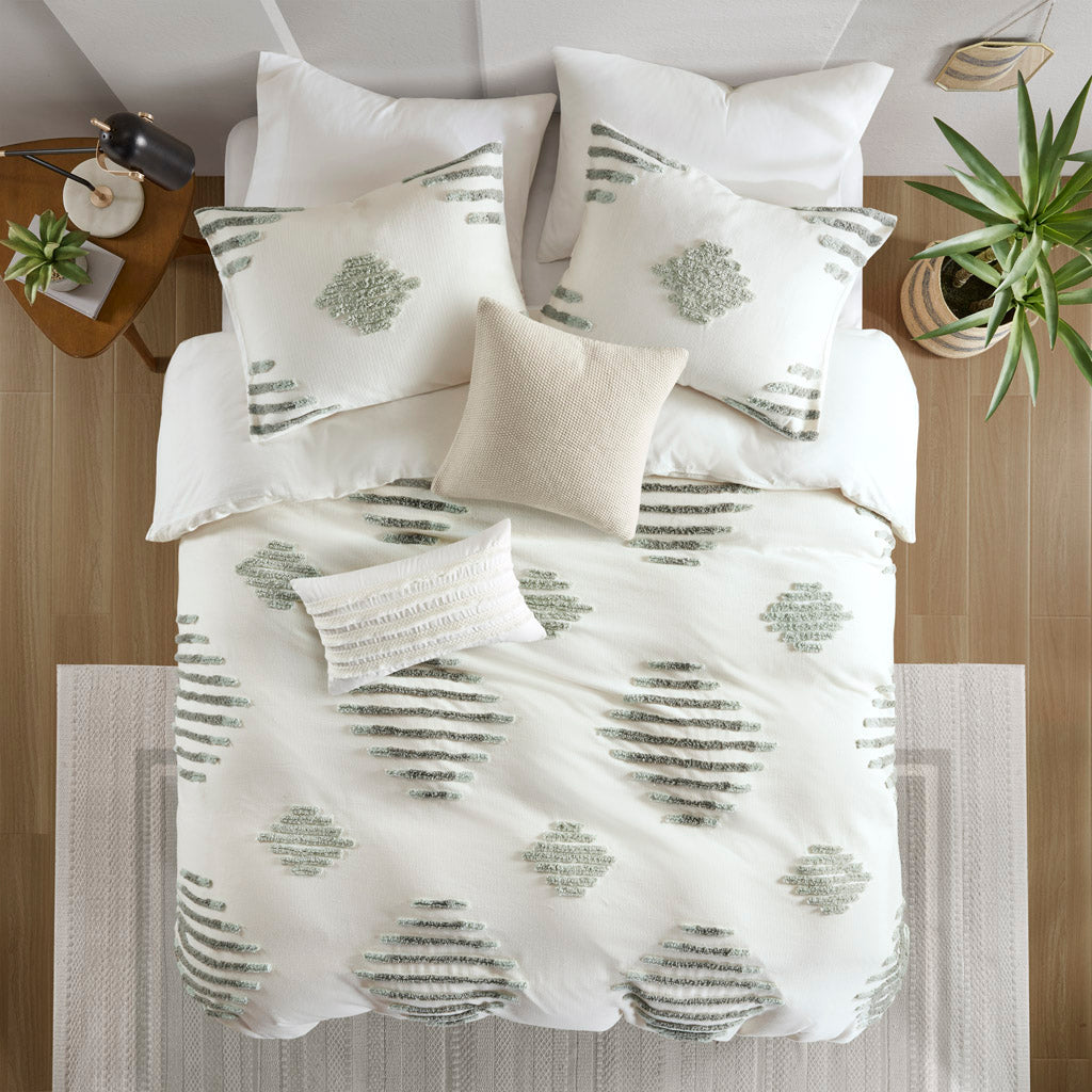 Full/Queen 3 Piece Cotton Blend Chenille Duvet Cover Set