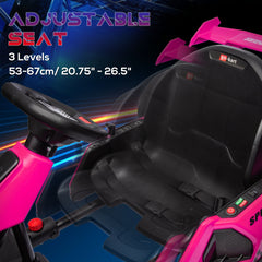 Aosom  24V 7.5 MPH Electric Go Kart with Adjustable Seat, Drifting Car Battery Powered Ride on Toy Outdoor with Slow Start, Button Start, Music, Honking Horn, Lights, for 6-12 Years Old, Pink