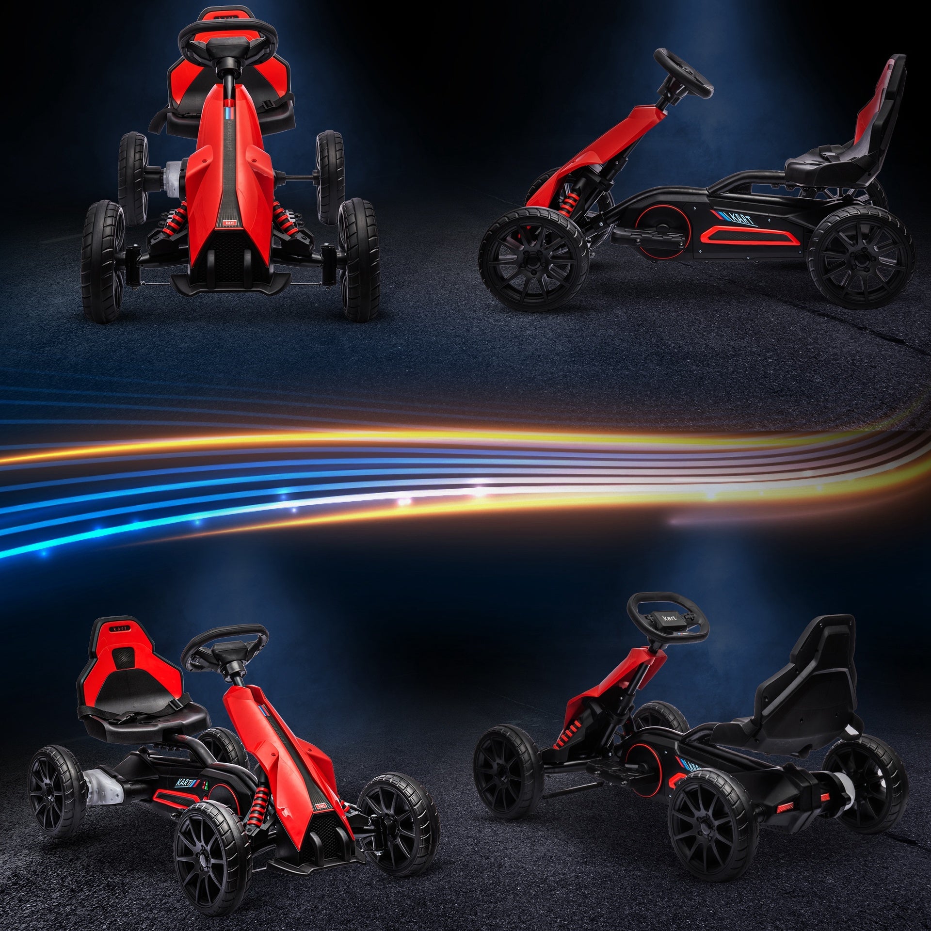 Aosom 12V Electric Go Kart for Kids, Outdoor Ride-On Toy with Forward Backward Drive & Adjustable Speed, Gift for Child 3-8 Years Old, Red