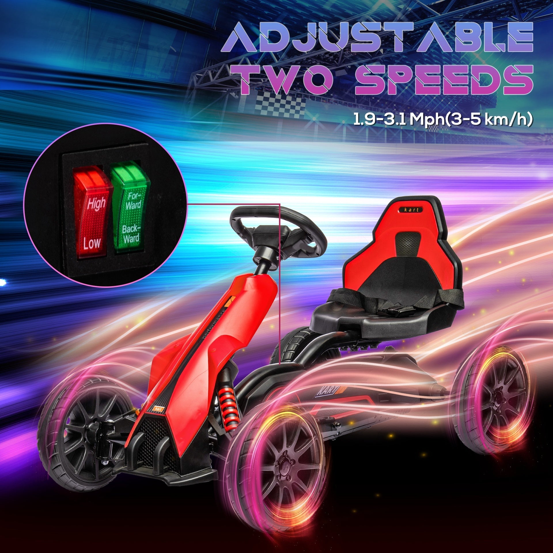 Aosom 12V Electric Go Kart for Kids, Outdoor Ride-On Toy with Forward Backward Drive & Adjustable Speed, Gift for Child 3-8 Years Old, Red