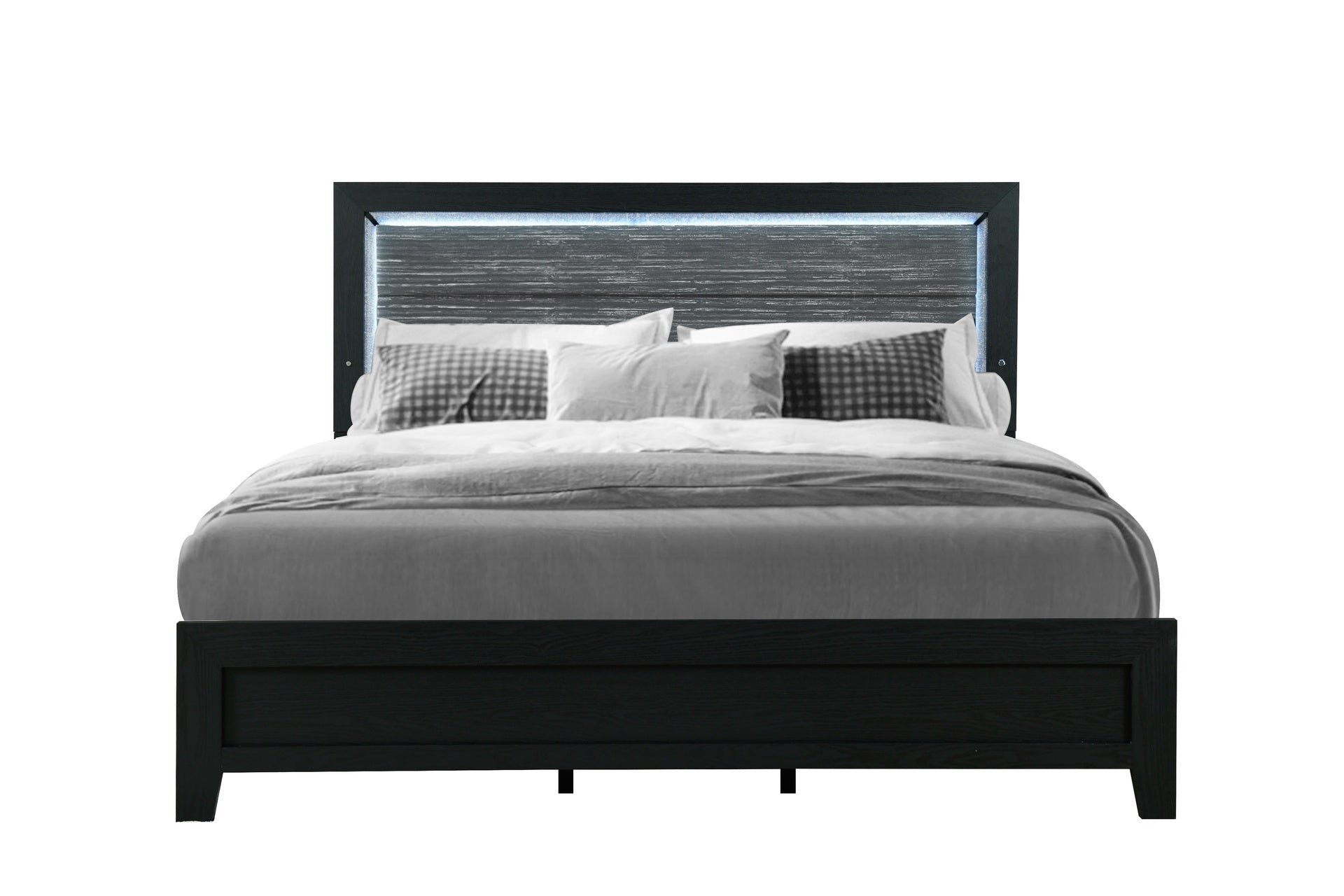 CARLOS BLACK QUEEN BED WITH LED