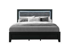 CARLOS BLACK QUEEN BED WITH LED