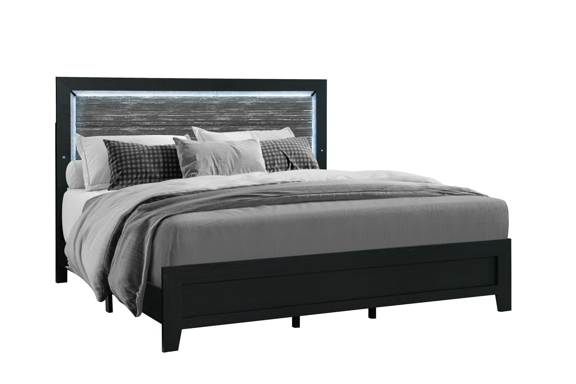 CARLOS BLACK QUEEN BED WITH LED