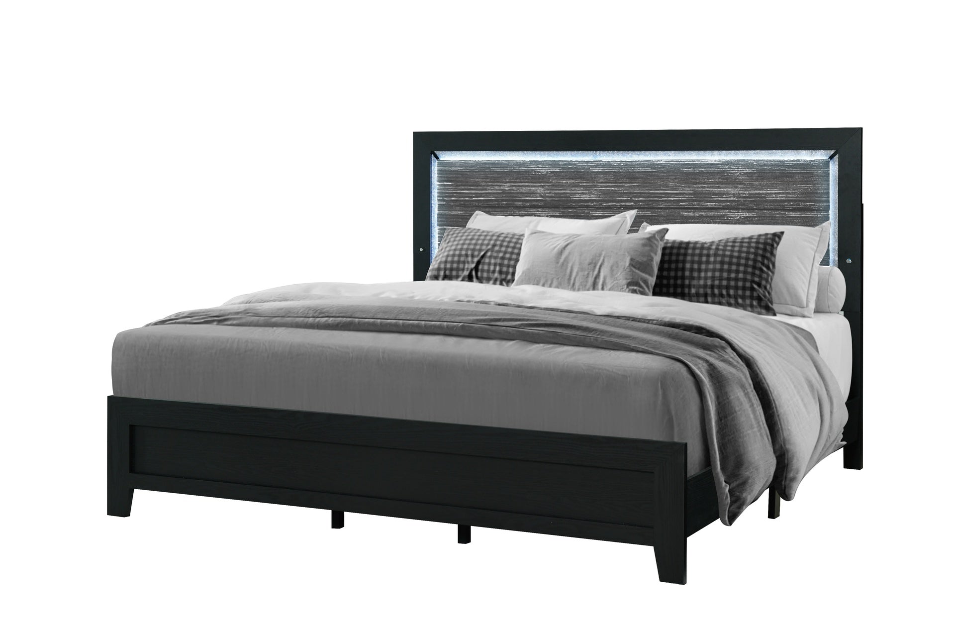 CARLOS BLACK QUEEN BED WITH LED