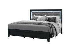 CARLOS BLACK QUEEN BED WITH LED