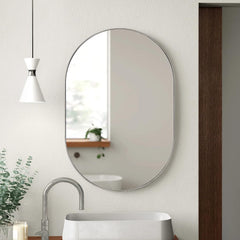 Silver 20 x 28 Inch Metal Oval  Mirror