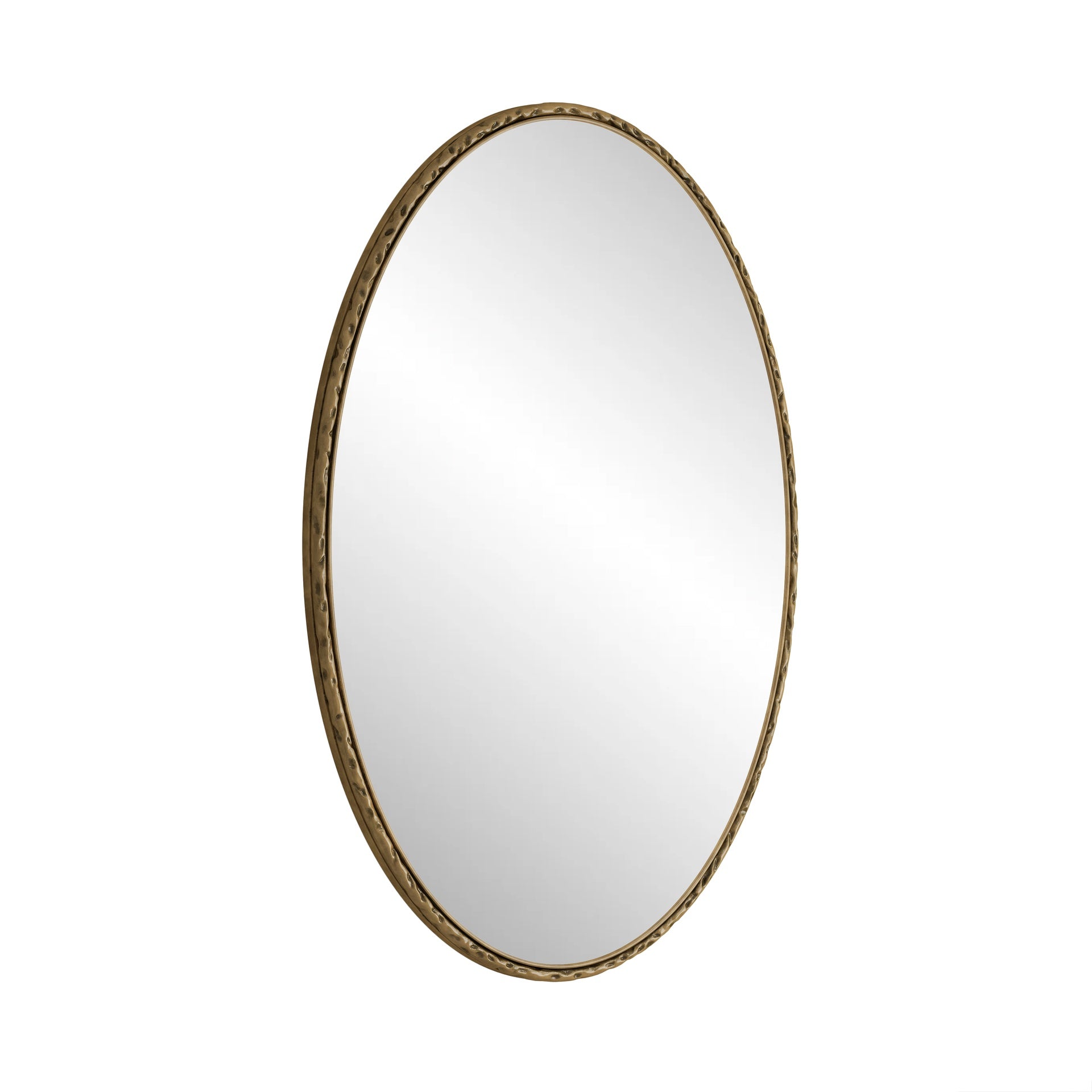 Iron Art Oval Retro Mirror, Antique Effect, Wall Hanging, Suitable For Bathroom, Bedroom, Living Room (Gold)