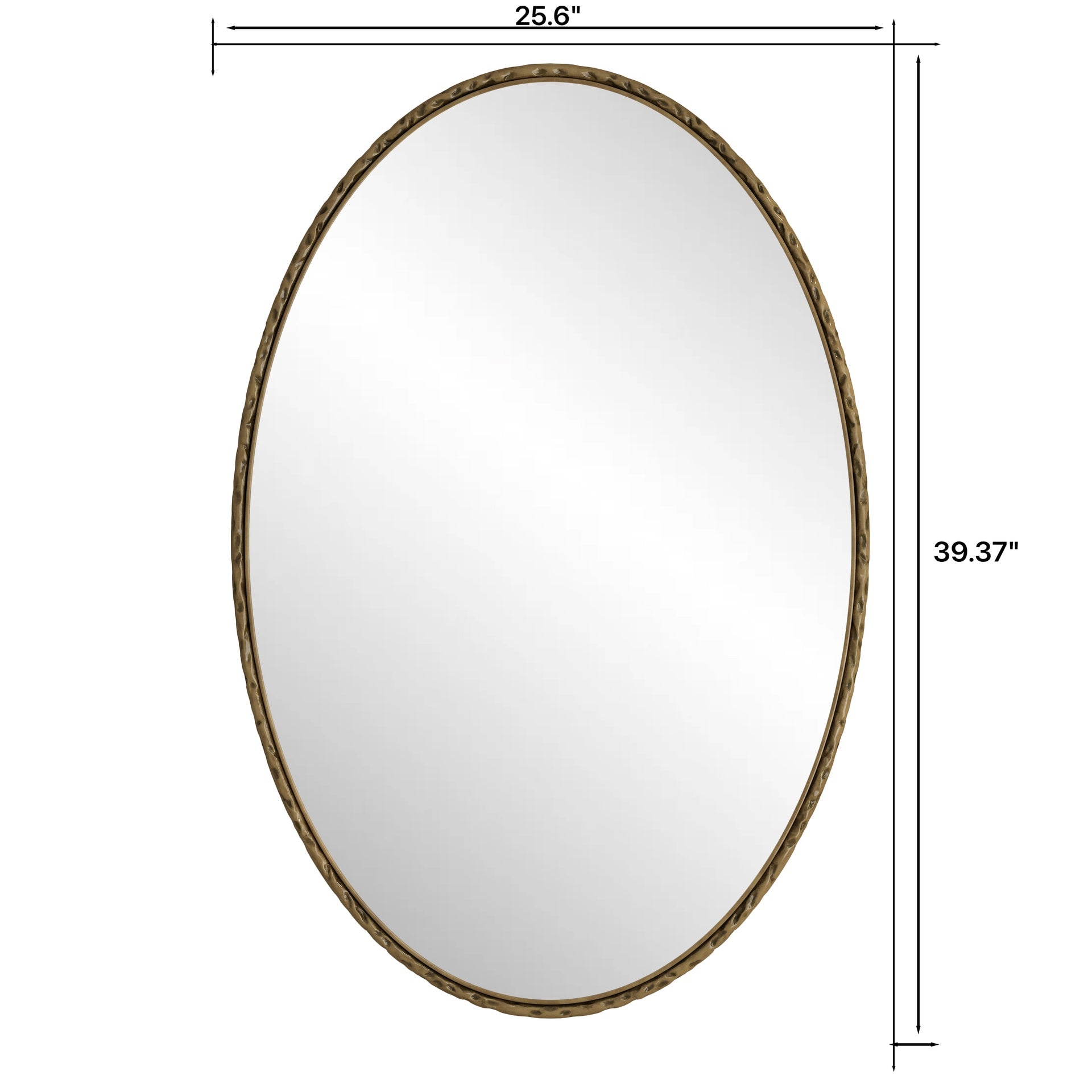 Iron Art Oval Retro Mirror, Antique Effect, Wall Hanging, Suitable For Bathroom, Bedroom, Living Room (Gold)