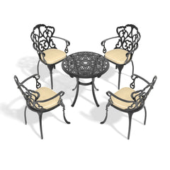 5-Piece Set Of Cast Aluminum Patio Furniture With Black Frame and Off-white Seat Cushions(same sku: W1710S00418)