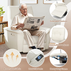 270° Power Swivel Rocker Recliner Chair w/ Phone Holder, Electric Glider Reclining Sofa with USB Ports, Power Swivel Glider, Rocking Chair Nursery Recliners for Living Room Bedroom(Beige-gray)