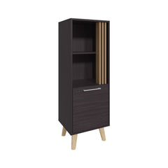 Vance 47" High One Door Cabinet with Two Open Shelves Dark Wengue - Light Oak