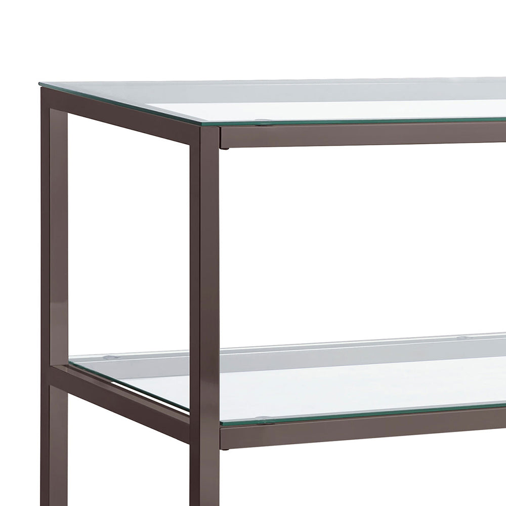 Weston Black Nickel 2-Shelf Glass Top Entryway Console Table