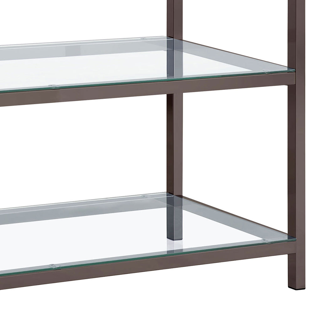 Weston Black Nickel 2-Shelf Glass Top Entryway Console Table