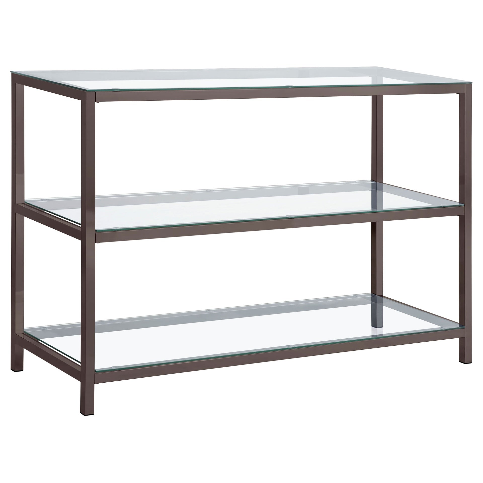 Weston Black Nickel 2-Shelf Glass Top Entryway Console Table
