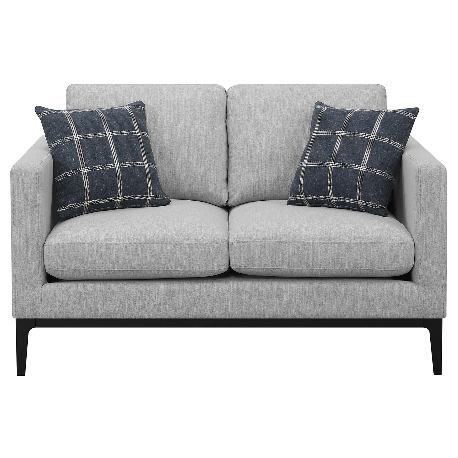 Saba Light Grey Cushion Back Loveseat with Pillow Top Arms