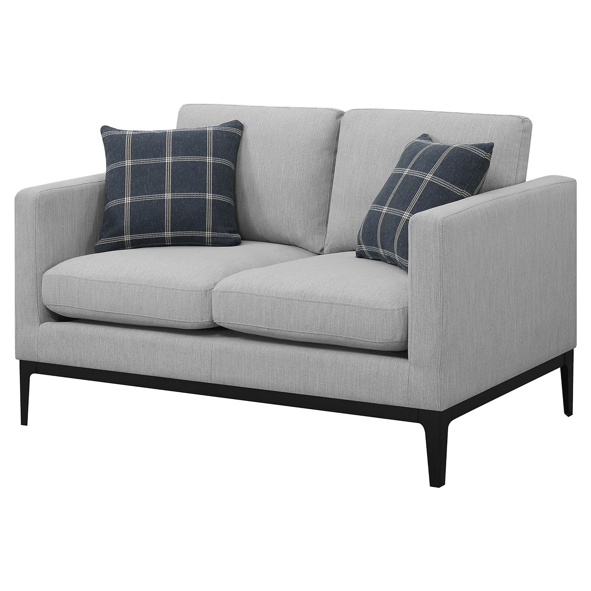 Saba Light Grey Cushion Back Loveseat with Pillow Top Arms