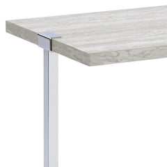 White Oak and Chrome Sofa Table with 1 Shelf