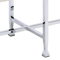 White Oak and Chrome Sofa Table with 1 Shelf