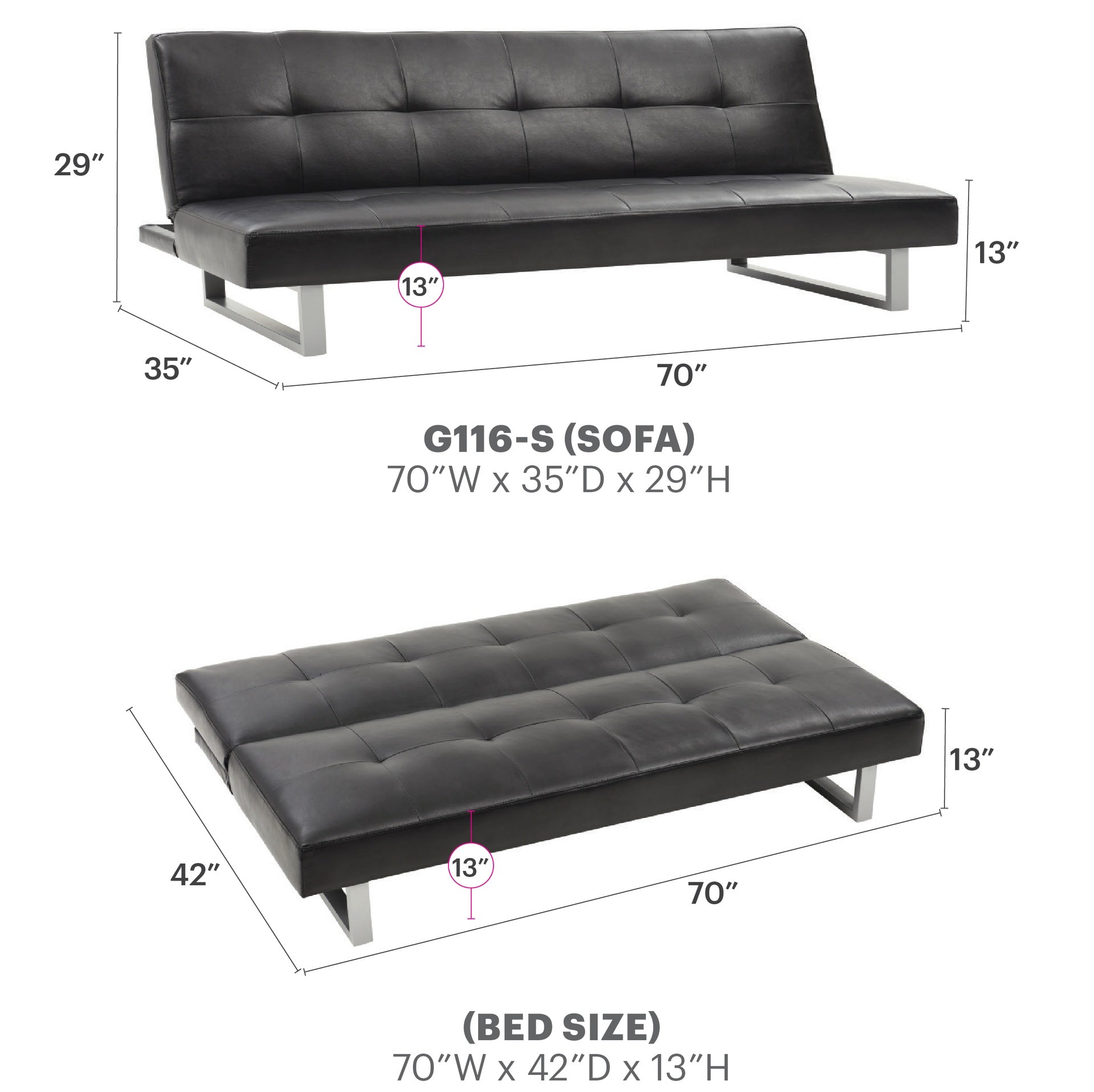 Chroma G116-S Sofa Bed , BLACK