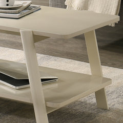Metz 3-Piece Coffee Table Set, Coffee Table and Two End Tables, Off-White Finish