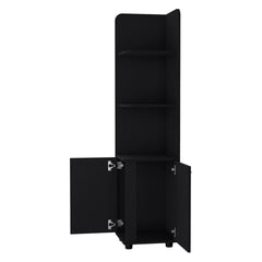 Wenge 2-Door Cabinet with 3 Corner Shelves