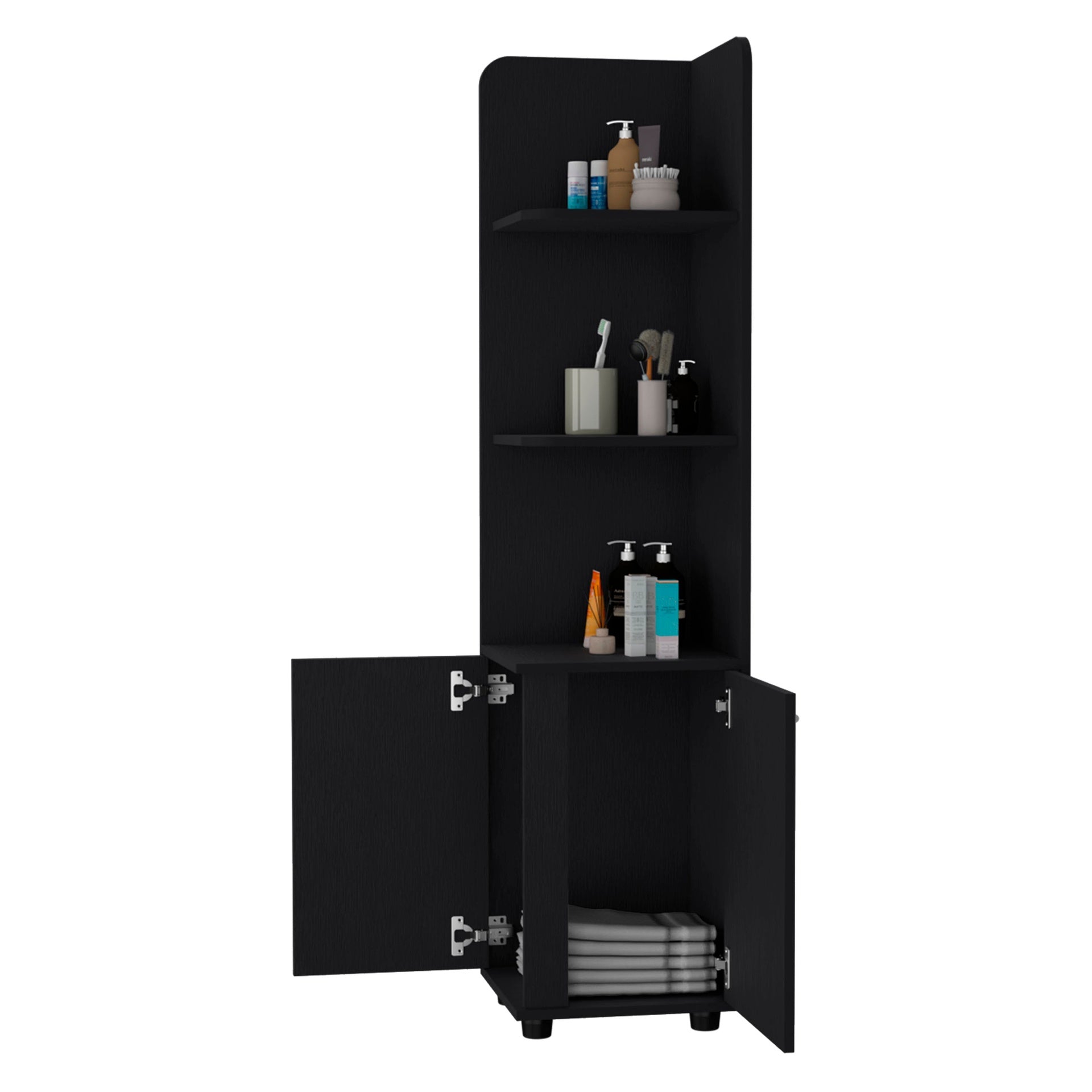 Wenge 2-Door Cabinet with 3 Corner Shelves