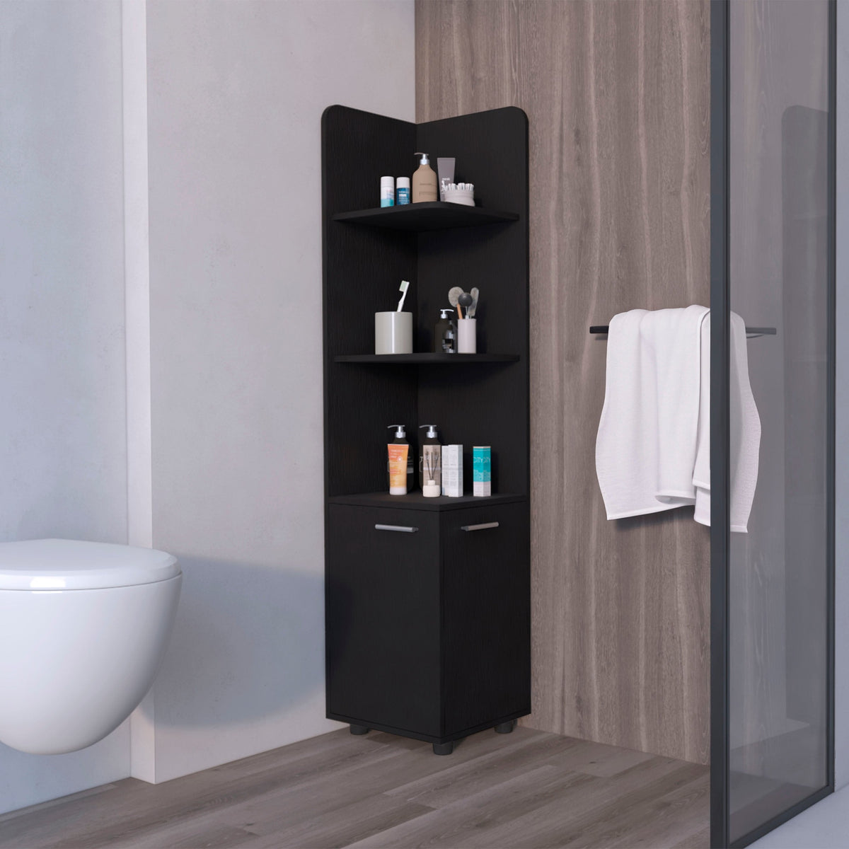 Wenge 2-Door Cabinet with 3 Corner Shelves