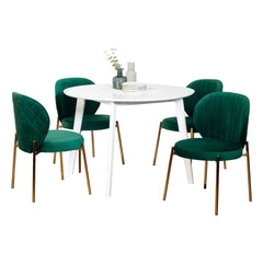 Amoa Contemporary 5-Piece Dining Set, White Round Dining Table with 4 Chairs