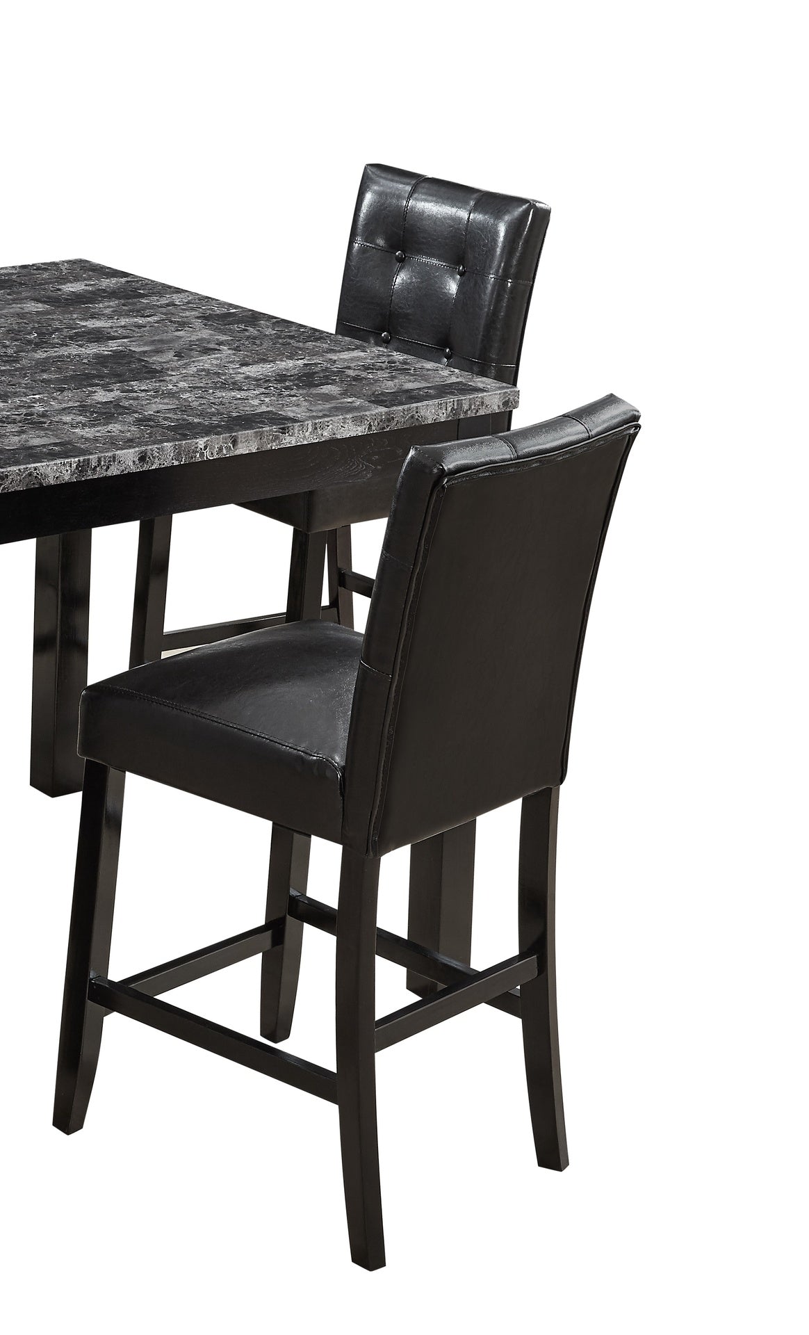 Beautiful Modern Style 5pc Counter Height Dining Room Set Gray Finish Square Table Faux Leather Upholstery Fabric Chairs Wooden Furniture