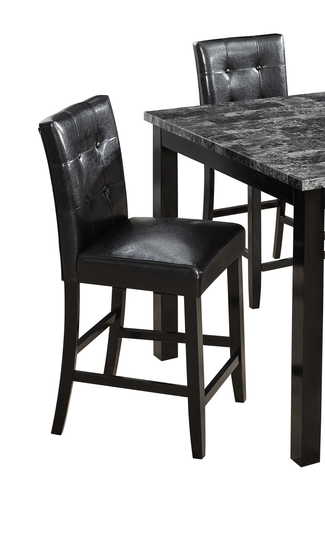 Beautiful Modern Style 5pc Counter Height Dining Room Set Gray Finish Square Table Faux Leather Upholstery Fabric Chairs Wooden Furniture